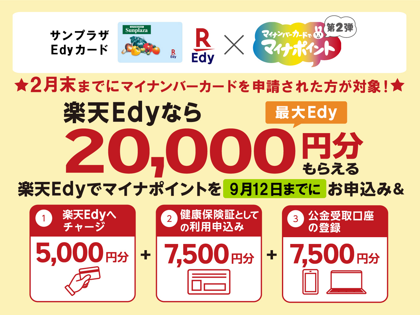 最大Edy20,000ポイント分もらえる！「マイナポイント第2弾事業」