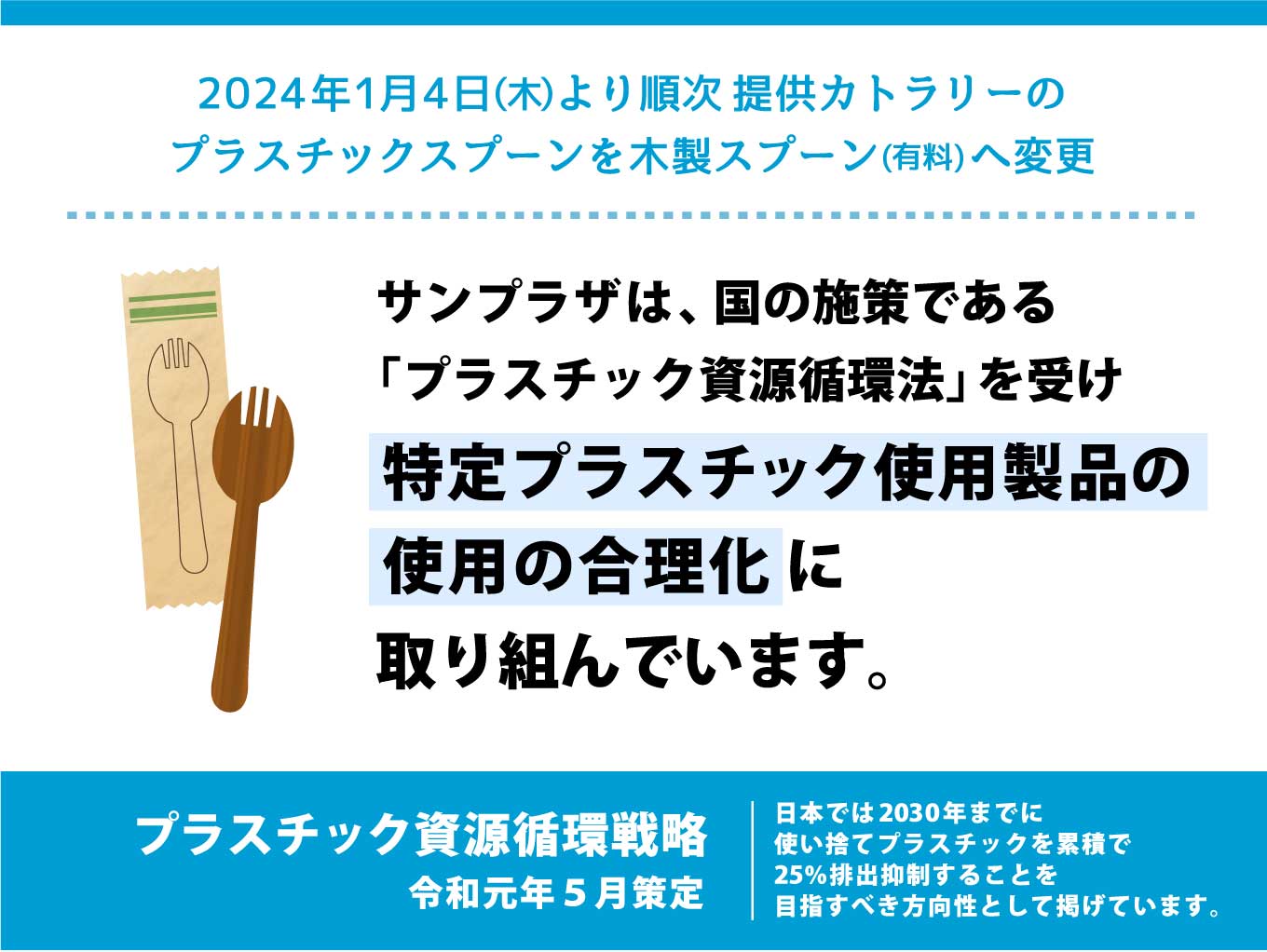 サンプラザは地球環境保護の観点からプラスチック削減に取り組んでいます